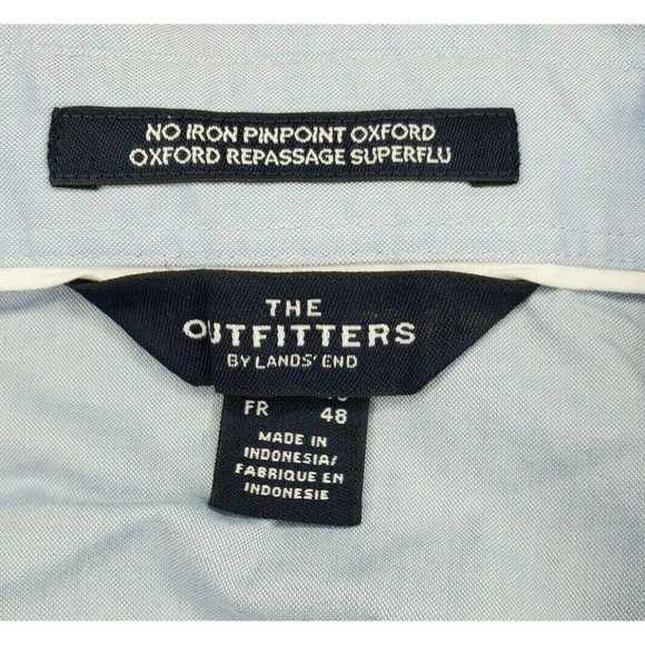 The Outfitters Lands End Pinpoint Oxford Repassage Superflu 1/4 Sleeve 16 Shirt - Picture 8 of 12